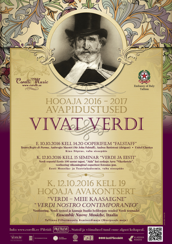 Corelli Music. HOOAJA AVAKONTSERT “Verdi - meie kaasaegne“ / „Verdi nostro contemporaneo”